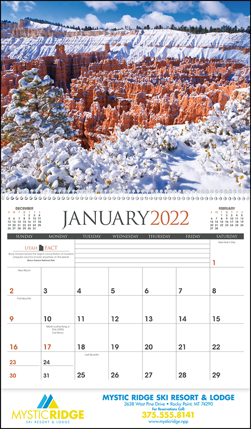 Rocky Mountain States Scenic Spiral Bound Wall Calendar for 2022